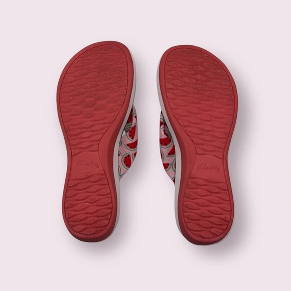 CLARKS ARLA GLISON CLOUDSTEPPERS Flip Flops Women’s 10 Pink Watermelon - Picture 5 of 10